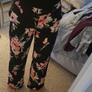 Black floral wide leg pants for Black & white